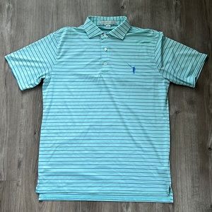 Holderness & Bourne Mens Golf Shirt. No laying up. Size medium. Green and blue